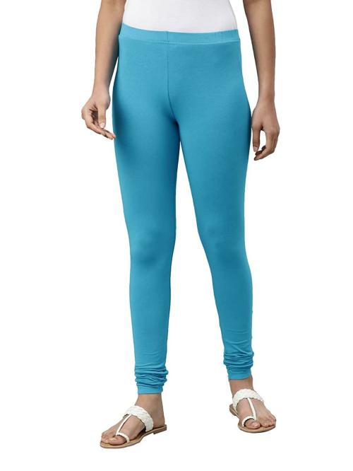 Go Colors Women Light Blue Solid Stretch Leggings