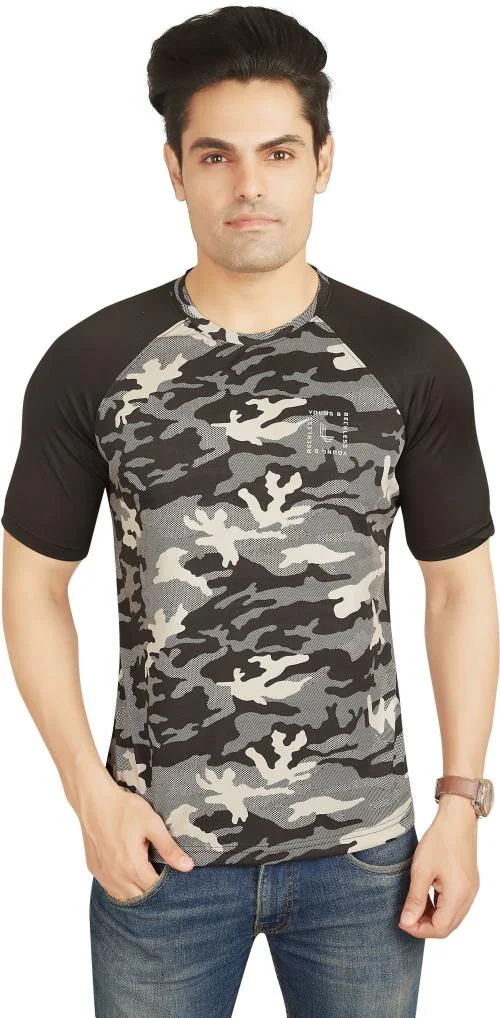 Outlaws Men Multicolor Polyester Printed Round Neck Tshirt (XXL)