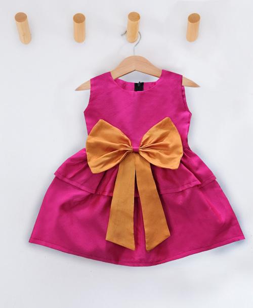 KAARIGARI Girls Gold Applique Silk Single Dresses & Frocks | Dresses | Kids Wear | Girls Dress | Kids Dress | Frock | Frock Girls | Girls Frock | Dresses For Girls | Kids Girl Dress | Frock For Girls | Baby Girl Dresses | Dress For Girls | Kids Wear Girls
