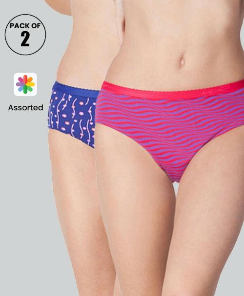 Buy Lyra Women's Cotton Assorted Printed Hipster Panty Pack Of 2 Online