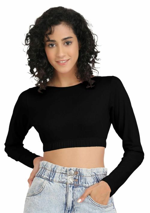 Buy AD2CART A4182 Women Boat Neck Full Sleeve Stylish Crop Top for Women Online at Best Prices
