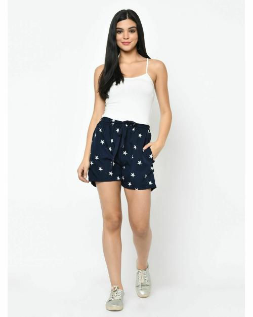 My Swag Women's Blue Star Print Regular Shorts