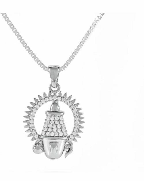 OCF RADHAMAHI SILVER PURE 925 TIRUPATI BALAJI PENDANT WITH CHAIN Rhodium Cubic Zirconia Silver Pendant