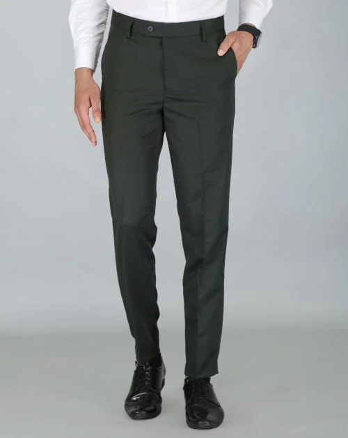 JEENAY Synthetic Formal Pants for Men | Mens Fashion Wrinkle-free Stylish Slim Fit Men's Wear Trouser Pant for Office or Party - 38 US, Bottle Green