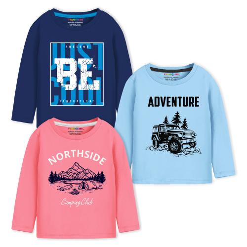 Trampoline Boys Full Sleeves Regular Fit T-Shirt (Pack of 3)