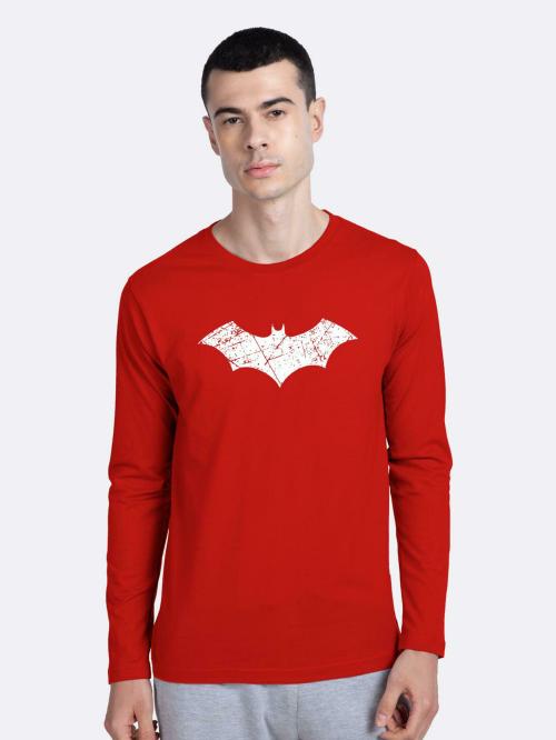 Bewakoof Men Logo Batman Printed Full Sleeve Round Neck T-Shirt