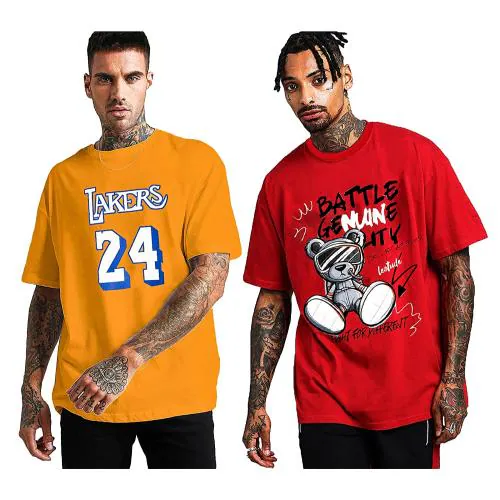 Buy LEOTUDE Oversized Cotton Blend Half Sleeve Mens TShirts Combo