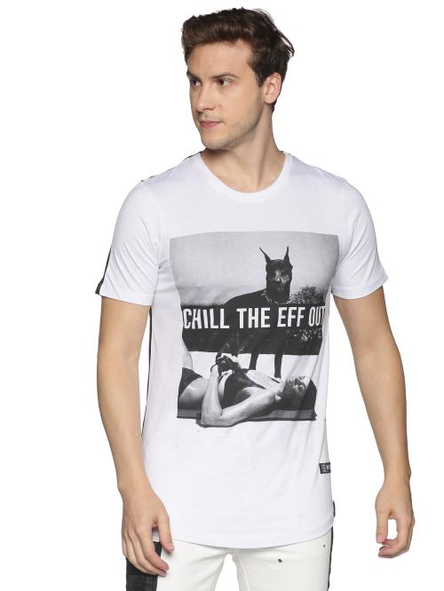 Kultprit Men Black Cotton Graphic Print T-Shirt