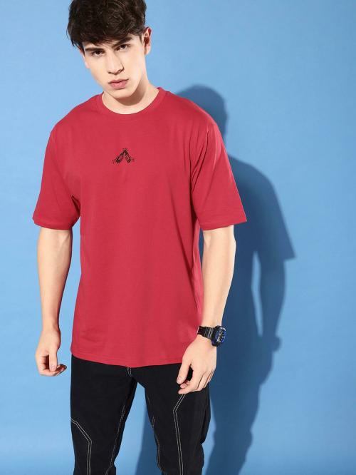 Difference of Opinion Red Graphic Oversized T-Shirt