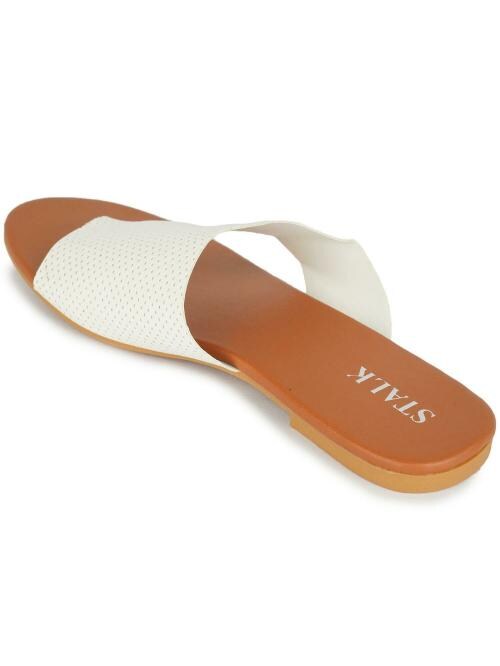 Stalk White Net Toe Ring Flats