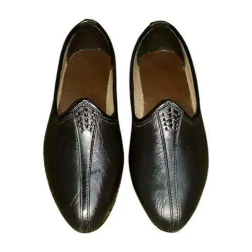 CLOTERI Mens Jutti Leather, Rajasthani Juttis & Mojaris, Jalsa Jutti for Men, Punjabi Jutti Men Leather, Men's Ethnic Footwear Perfect for Casual-Colour-Black-Size-7