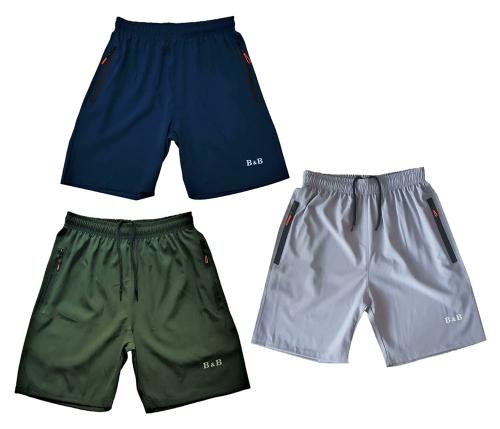 Buttons & Bows Men's Relax fit/Dry Fit Shorts/Knickers with 02 Zip Pocket/Reflective Logo/Light Weight Quick Dry/Regular Fit/Machine Wash,-03 Pieces- Olive, Navy Blue & Grey