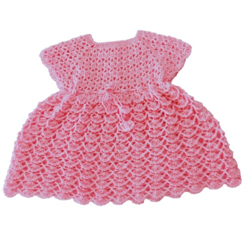DORCHIS Baby Girl Dress for 2-3 Years - Woolen Frock for Baby and Kid Girl, Pink, Handmade with Crochet
