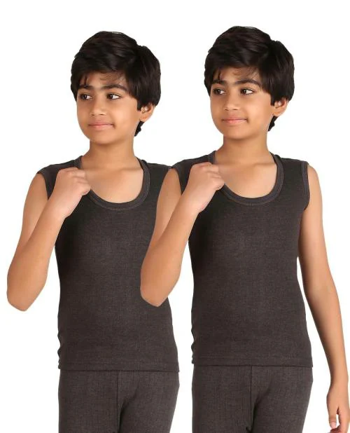 Inner Element Kid's Round Neck Sleeveless Premium Thermal Top (Pack of 2) for Boys and Girls