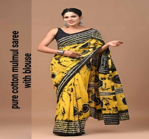TARUNYA TEXTILE Cotton saree with same blouse and same colour-ASR89