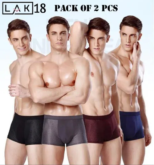 LAK 18 Men's Underwear mesh Modal boy Boxer Briefs Breathable Men's Pants with Ultrasoft Waistband || Pack of 2 (Multicolor) - L