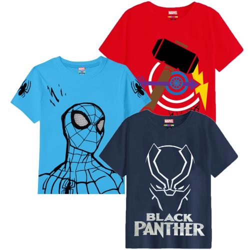 KUCHIPOO Boys Regular Fit Cotton Pack of 3 T-Shirts MARVEL-TSHRT-372, Multi-Colored | Boys Tshirt | Kids Wear | T shirt for Kids | T shirt for boys | Boys t tshirts