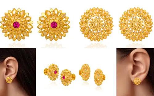 arch fashion Traditional Gold Platted Premium Collection Stud Earrings Pack Of 2CMB1918,1919