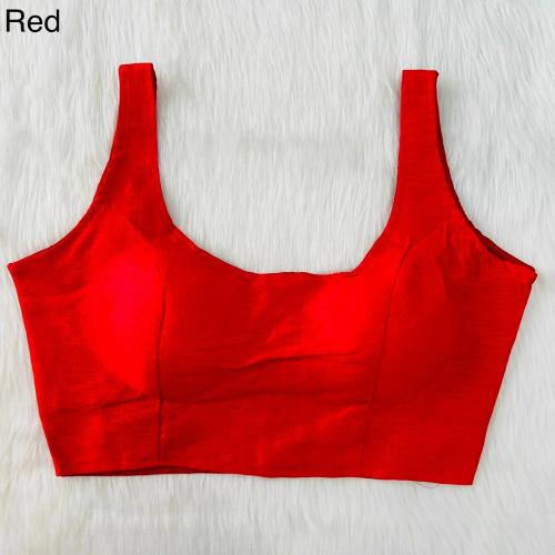 SHOPITECH Women's Deep Neck Silk Sleeveless Readymade Blouse