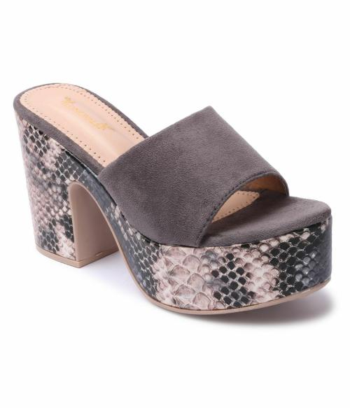 Longwalk Women Grey Heeled Sandals JioMart