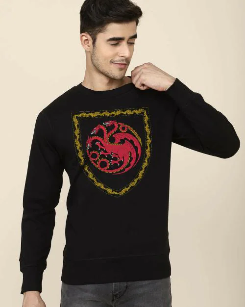 Free Authority Young Men House of Dragon Printed Black Sweatshirt