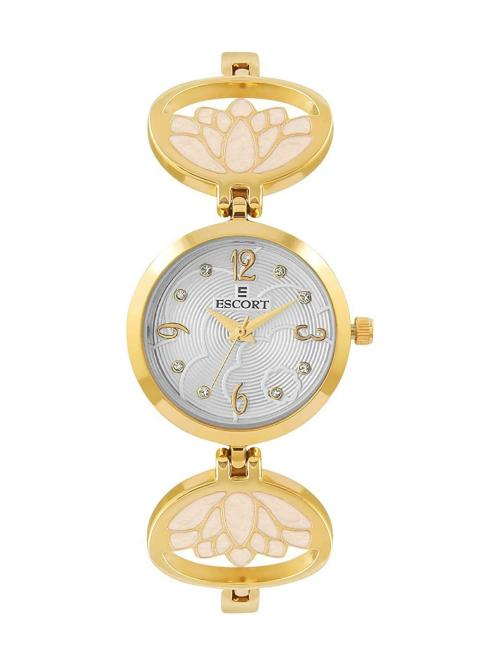 Escort Analog White Dial With Gold Strap Watch For Women (E 1750-1430 GM.6)