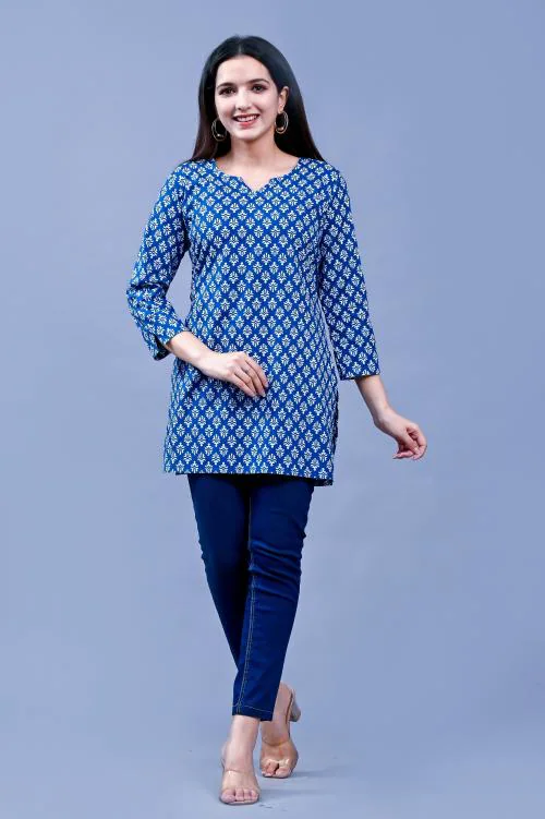 Shubhmantra Women's Pure Cotton Printed Straight Short Kurti for Women's