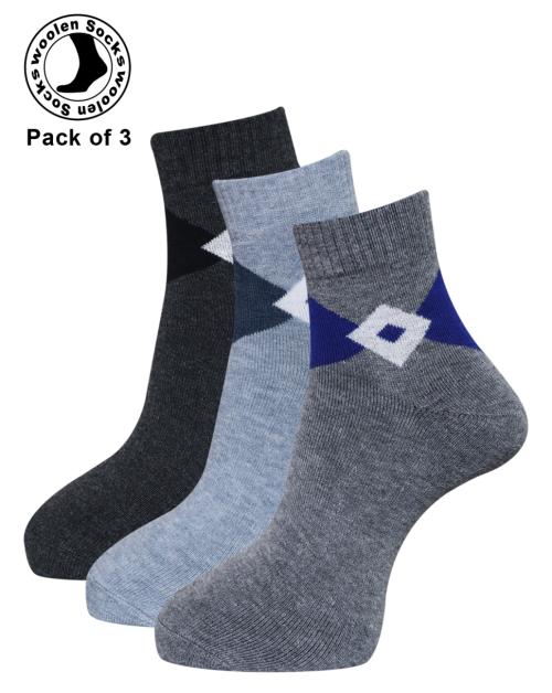 Dollar Ankle Length Towel Socks For Men (Pack of 3) In Assorted Color
