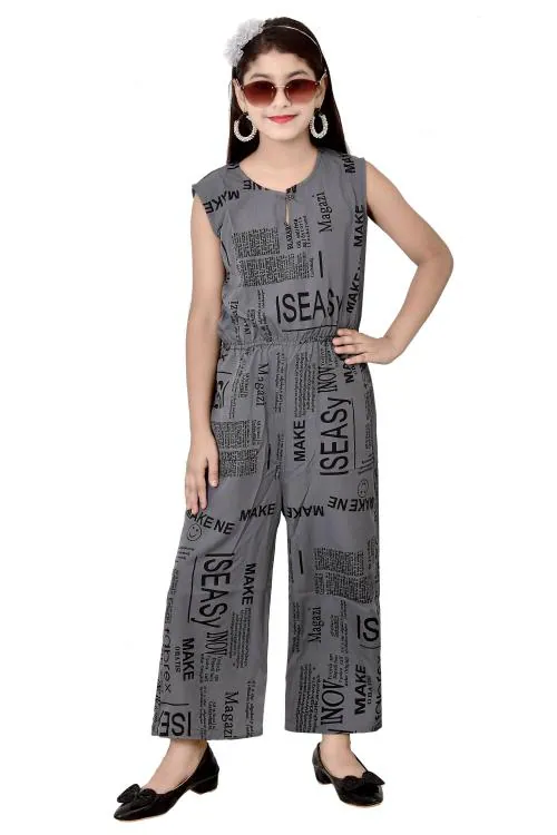 Arshia Fashions Girls Crepe Micro Print Jumpsuit