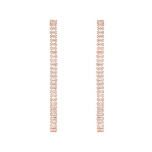 I Jewels Rose Gold Plated CZ and American Diamond Tassel Drop Earrings for Women/Girls (E3118RG)