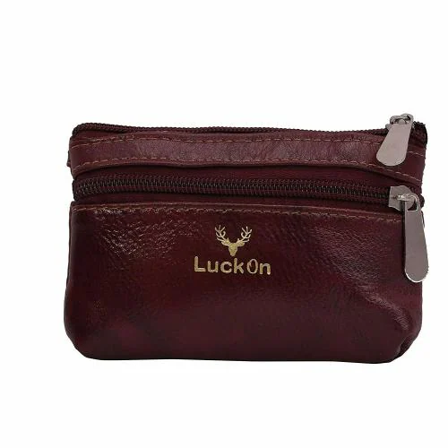 LuckOn Maroon Leather Hand Coin Purse