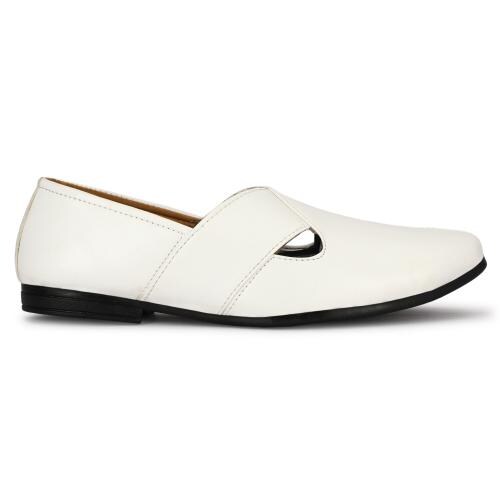 AROTECH Men's White New Arrival Synthetic Leather Slip-On Mojari