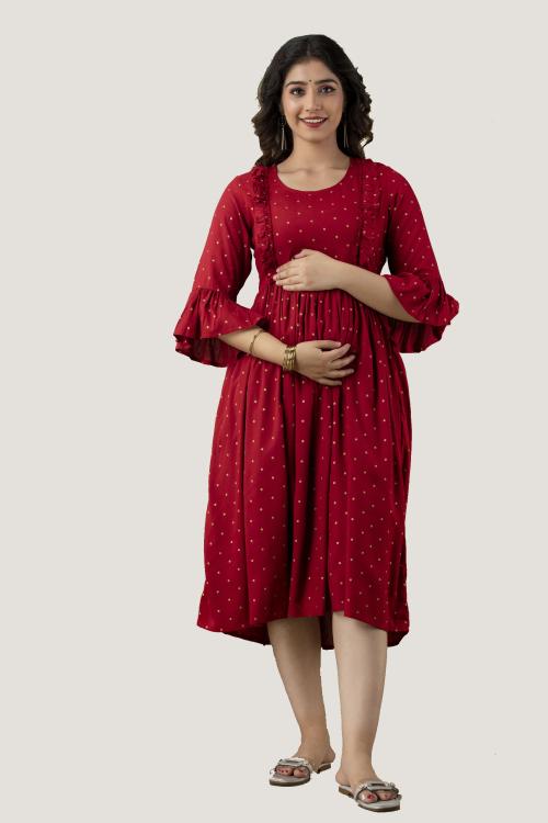 Celebravo Women Polka Dots Maternity and Feeding Dress KurtaM JioMart