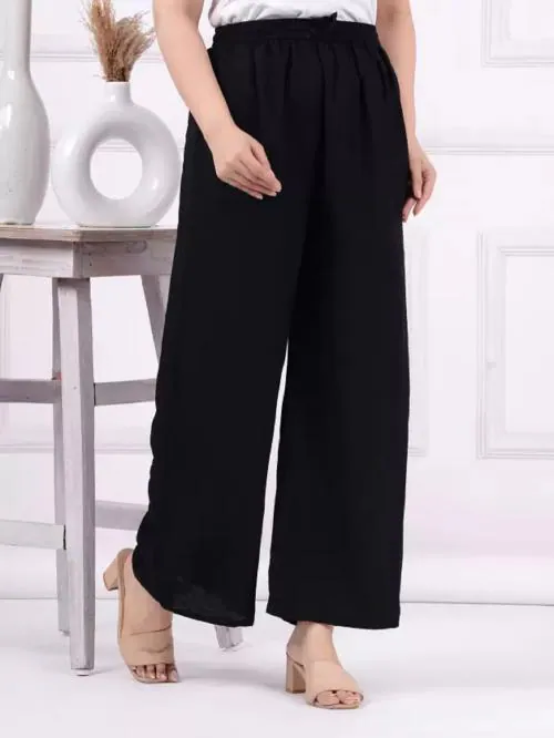 ALHADAYA Women Regular Fit Black Viscose Rayon Trousers