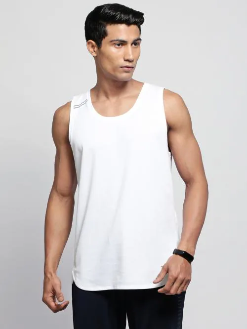Jockey MV06 Men's Super Combed Cotton Blend Solid Low Neck Tank Top With Breathable Mesh and Stay Fresh Treatment - White