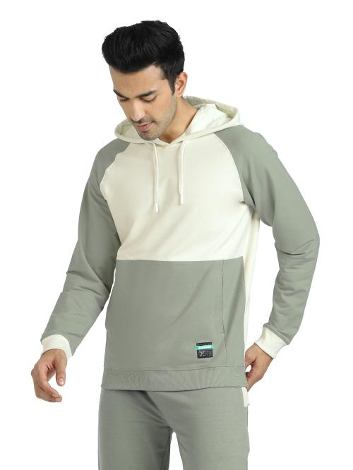 XYXX White Dual-colour Intellismooth Cotton Rich Quest Men Hoodie