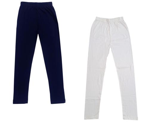 IndiWeaves Girls Cotton Solid Regular Fit Leggings (Pack of 2) Multicolor