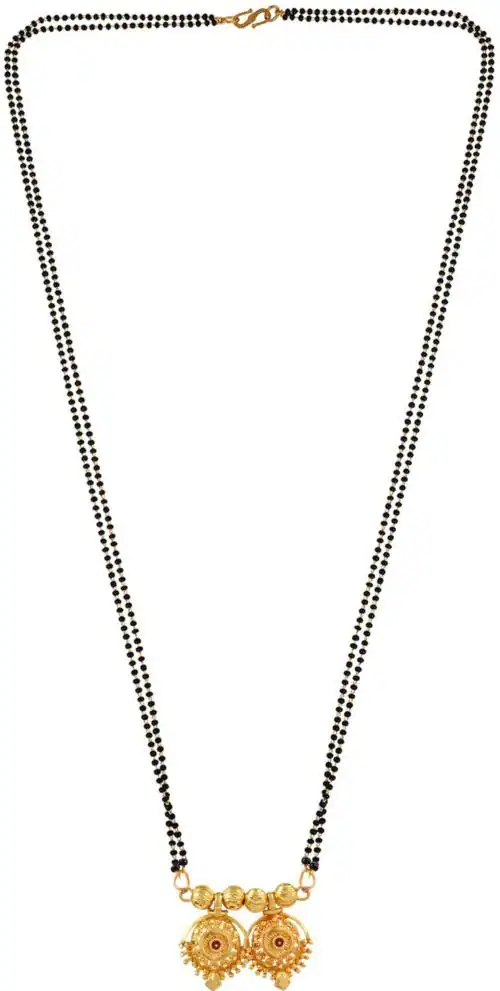 ADMIER Gold plated Double (2) Wati), Floral design, superfine Hand chilai work, Ethnic Mangalsutra, Tanmaniya Women Traditional