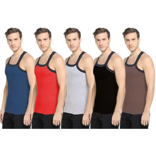 FRANSCART Mens Cotton Gym Vests Combo (Pack Of 5, Multicolor)