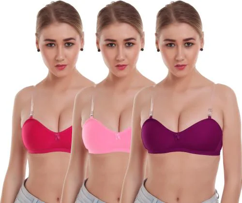 Alishan Multicolor Cotton Blend Push-up Heavily Padded Bra - 28B (pack of 3)