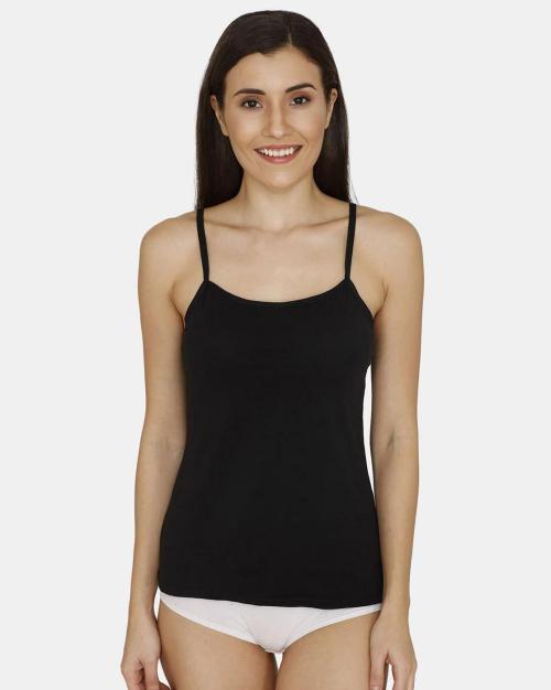 Zivame Knit Cotton Camisole - Black