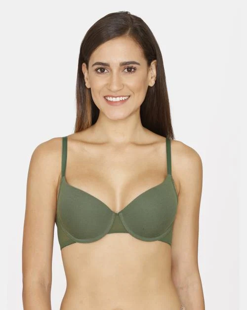 Zivame Beautiful Basics Padded Wired Medium Coverage T-Shirt Bra - Black Forest