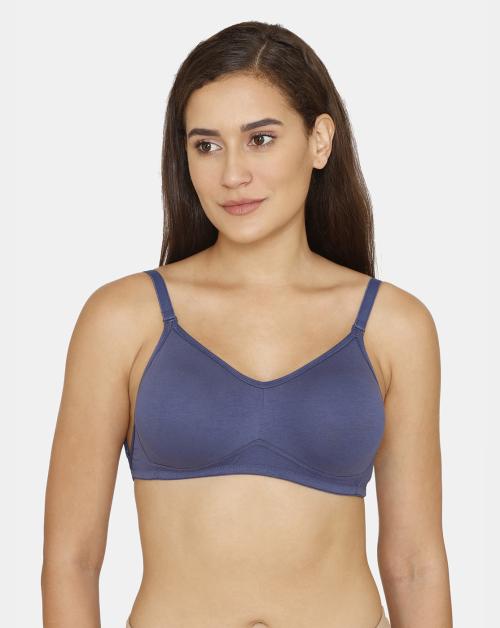 Zivame Beautiful Basics Double Layered Non Wired Full Coverage Backless Bra - Deep Cobalt