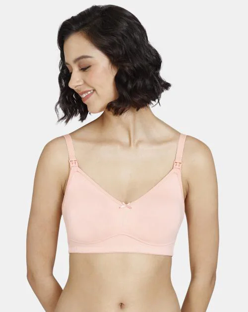 Zivame Maternity Double Layered Non Wired 3/4th Coverage Maternity / Nursing Bra - Peach Pearl