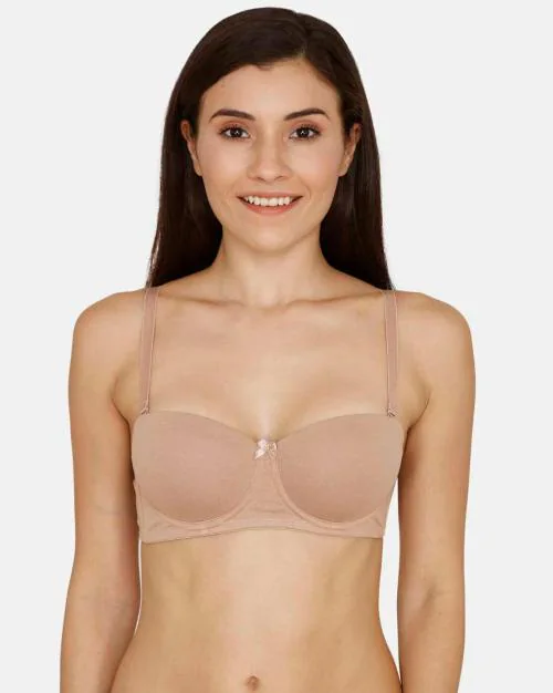 Zivame Beautiful Basics Padded Wired Medium Coverage Strapless Bra - Nude