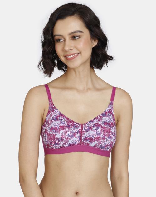 Zivame Pixel Play Double Layered Non Wired 3/4th Coverage T-Shirt Bra - Vivid Viola