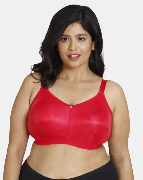 Zivame True Curv Beautiful Basics Double Layered Non Wired Full Coverage Minimiser Bra - Rose Red