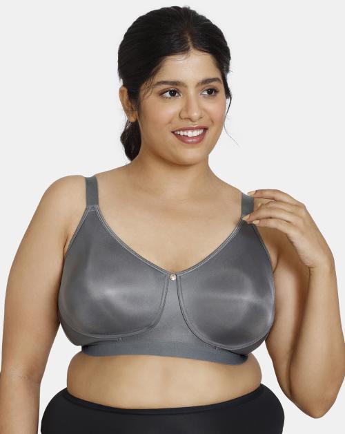 Zivame True Curv Beautiful Basics Double Layered Non Wired Full Coverage Super Support Bra - Lava Smoke