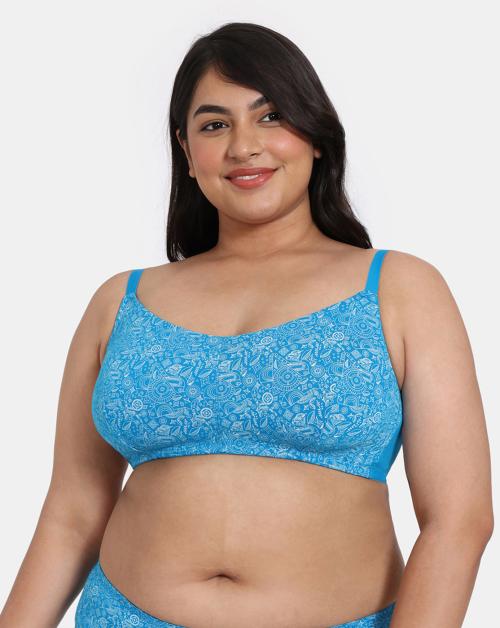Zivame True Curv Sun's Bird Double Layered Non Wired Full Coverage Super Support Bra - Methyl Blue