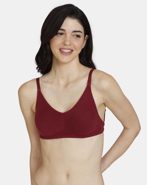 Zivame Beautiful Basics Double Layered Non Wired 3/4th Coverage Backless Bra - Beet Red
